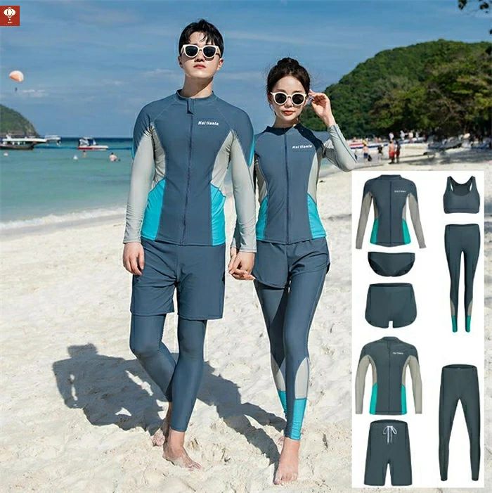 Matching Swimsuits for Couples: Rash Guards, UV Protection, Men's Swimsuits, Women's Fitness Swimsuits, Body-Shaping Swimsuits, 5-Piece Set for Women / 3-Piece Set for Men, UV Protection, Water and Land Use, Quick-Drying, Sportswear, for Women in their 20s, 30s, and 40s, Leggings, Swimwear, UV Protection