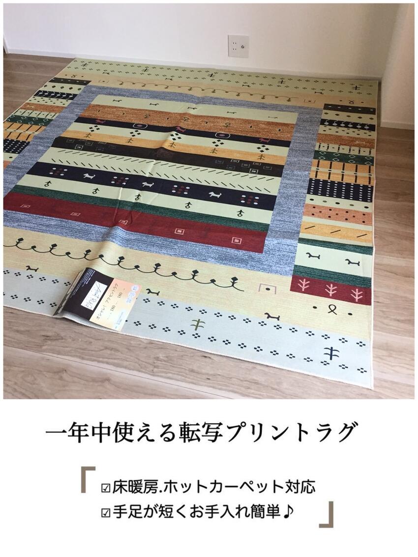 カーペット 2畳 3畳 滑り止め付き 一年中使える転写プリントラグ おしゃれ北欧 カジュアル お手入れ簡単 約180×180cm 約180×240cm 送料無料
