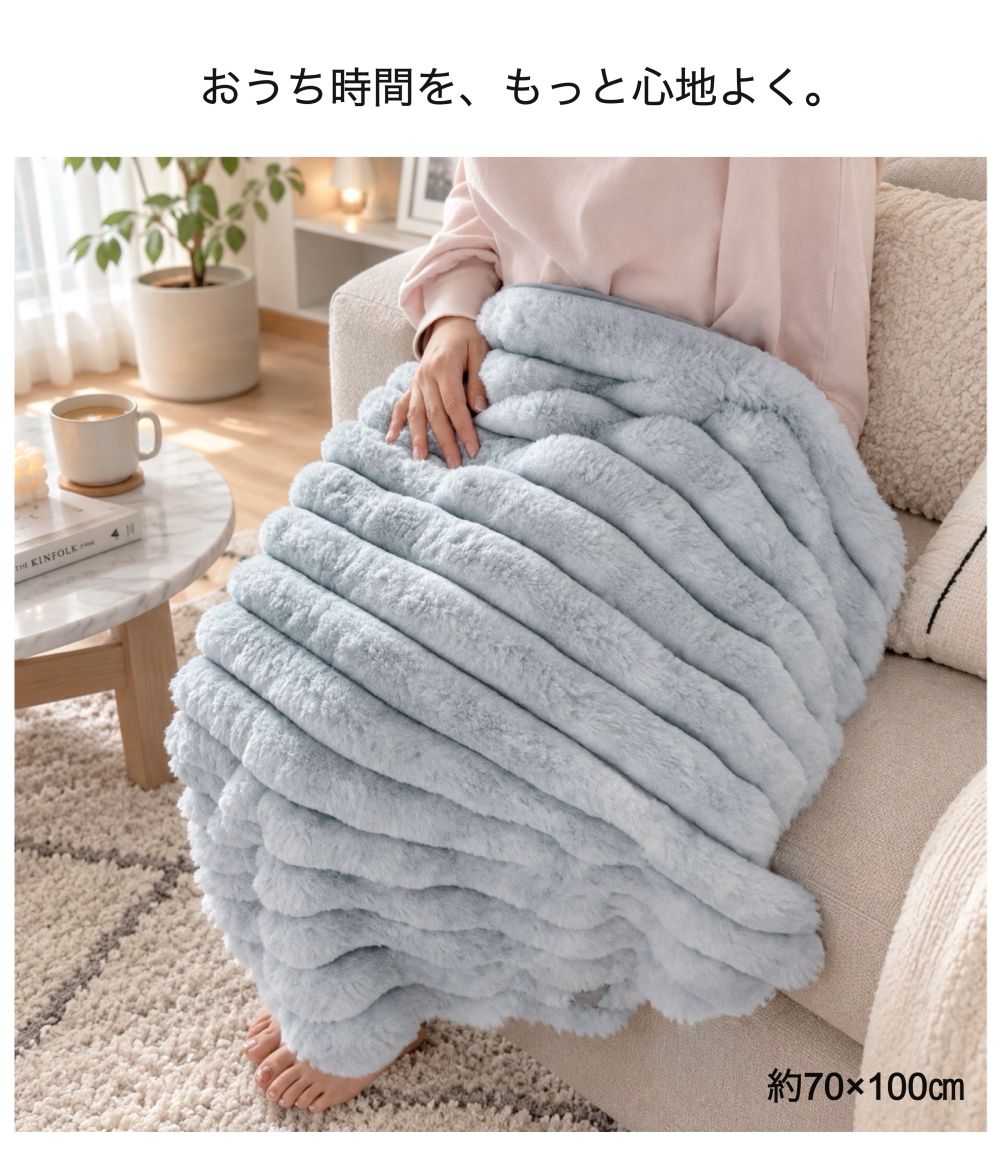 ハーフケット 毛布 ブランケット ひざ掛け おしゃれ ふわふわ 大人カワイイ 北欧 かわいい ギフト デスクワーク 子供 お昼寝布団 デスクワーク 事務用 ブラウン グレー 約100×70cm 送料無料 akisan8020-10002347 シートクッション専門店あき サンプル画像2