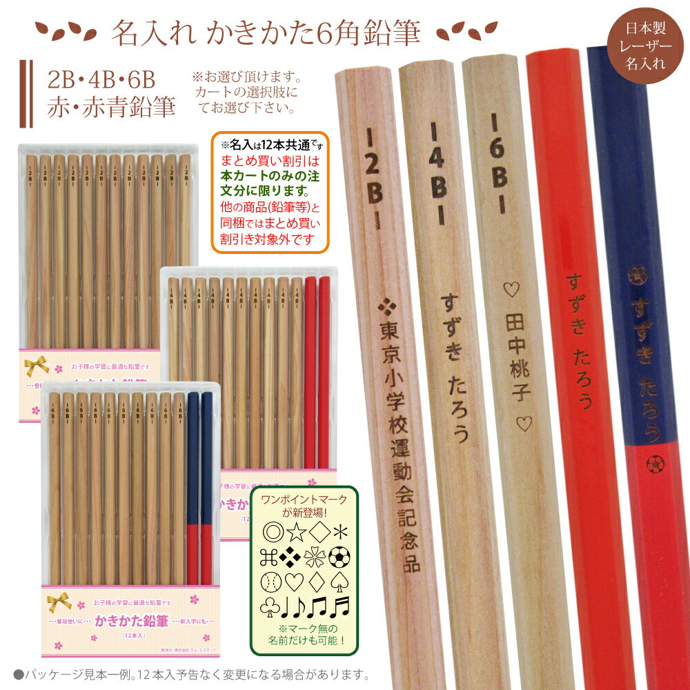 トレイ入り ＼＼まとめ買いは 1ダース549円より／／ お得な レーザー彫刻 名入れ 鉛筆 六角 がくしゅう 名入り 2B 4B 6B 赤鉛筆 赤青鉛筆 計12本 国産 ナチュラルウッド鉛筆 木軸 日本製 入学祝 名入れ無料 卒園 記念 1ダースから 送料無料 6角鉛筆 国産 sotsuen レ ネ