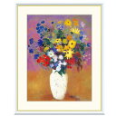 アート額絵 ルドン 白い花瓶の花 受注生産 高精細巧芸画 手彩補色 名画 おしゃれ フレーム付き 海外美術館スタイル