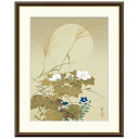 アート額絵 酒井抱一 秋草に螽斯図 受注生産 高精細巧芸画 手彩補色 名画 おしゃれ フレーム付き 海外美術館スタイル
