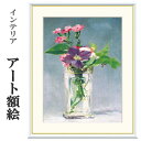 アート額絵 マネ ガラスの花瓶の中のカーネーションとクレマティス 受注生産 高精細巧芸画 手彩補色 名画 おしゃれ フレーム付き 海外美術館スタイル