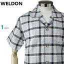 \SALE/Mサイズ メンズ パジャマ 夏 半袖 長ズボン WELDON ウェルドン 綿100% サッカー地 テーラー襟 前あき