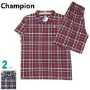 【在庫限定SALE品】パジャマ Lサイズ レディース 半袖 ショートパンツ Champion 天竺ニット 綿100％ ラウンドカラー 半開ボタン 薄手 婦人ナイトウエア