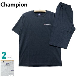 チャンピオン パジャマ メンズ パジャマ Lサイズ メンズ 半袖 半ズボン Champion チャンピオン 綿混 サッカー天竺ニット地 丸首 プルオーバー 紳士 ナイトウエア