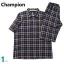 チャンピオン パジャマ メンズ 【在庫限定SALE品】パジャマ Lサイズ メンズ 半袖 半ズボン Champion グンゼ 綿100％ 天竺ニット 襟つき半開ボタン 紳士 ナイトウエア 夏