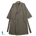[Lサイズ] 紳士 ウール混ガウン ロング丈タイプ (メンズ 日本製) ガンクラブチェック 総裏地つきで暖か ウール60％ ウールガウン