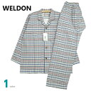 【在庫限定SALE品】パジャマ Mサイズ メンズ 秋冬 長袖 長ズボン WELDON ウェルドン 綿100% ネル テーラー襟 前あき 紳士 ナイトウエア