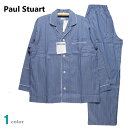 パジャマ Sサイズ メンズ 春夏 長袖 長ズボン Paul Stuart 日本製 綿100% サテン織 乾燥機対応 テーラー襟 前あき 紳士