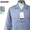 パジャマ Sサイズ メンズ 春夏 長袖 長ズボン GUNZE グンゼ 2重ガーゼ 部屋干し対応 制菌加工 綿100% テーラー襟 前あき 紳士 ナイトウエア