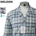 \SALE/パジャマ Mサイズ メンズ 春夏 春夏 長袖 長ズボン WELDON ウェルドン 日本製 サッカー地 銀イオン加工 テーラー襟 前あき 薄手