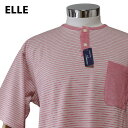 【在庫限定SALE品】パジャマ Lサイズ メンズ 夏 半袖 長ズボン ELLE エル 綿100% ニット 丸首半開 プルオーバー 紳士 ナイトウエア
