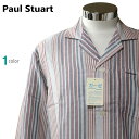 \SALE/パジャマ Mサイズ メンズ 春夏 長袖 長ズボン Paul Stuart ポールスチュアート 日本製 綿100% 2重ガーゼ テーラー襟 前あき 薄...