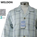 【在庫限定SALE品】Lサイズ メンズ パジャマ 春夏 長袖 長ズボン WELDON ウェルドン 2重ガーゼ 綿100% 抗菌防臭加工 テーラー襟 前開き