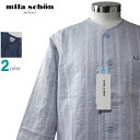 パジャマ Mサイズ メンズ 春夏 8分袖 8分丈ズボン mila schon ミラショーン 綿100% ワッシャー加工 軽量 丸首 前あき 紳士 ナイトウエア