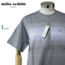 \SALE/パジャマ Mサイズ メンズ 半袖 8分丈ズボン mila schon ミラショーン 日本製 綿麻クレープ織 近江ちぢみ 丸首 半開 薄手 紳士 ナイトウエア