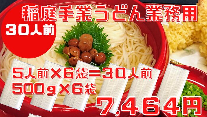 【送料無料】国産小麦使用 稲庭うどん稲庭 手業 うどん 業務用500g×6袋