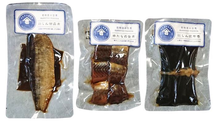 ◆名称　　：惣菜 【にしん甘露姿煮】 ◆原材料名：鰊（米国）、昆布（北海道）、砂糖、醤油（大豆、小麦を含む）、水飴 ◆内容量　：1枚 ◆大きさ　：（袋の大きさ）23.5 ×15.5cm（一つの大きさ）だいたい17.5 × 6.5 cm 【棒...