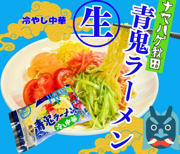 トヤマフーズ夏限定秋田 青鬼ラーメン 冷やし中華【りんご果汁入りスープ】生麺2職入り
