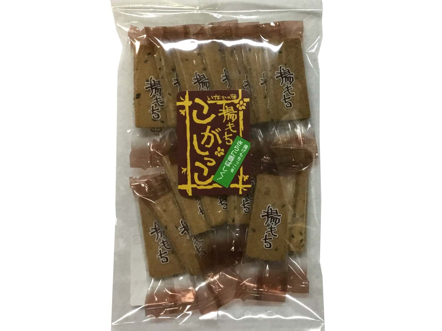 名称/菓子 原材料名/もち米加工品（コンスターチ、うるち米、馬鈴薯澱粉、甘藷澱粉）（国内製造） 植物油脂（こめ油）、砂糖、しょうゆ、ごま、水飴/pH調整剤、V．B1、シリコーン、（一部に小麦・ごま・大豆を含む） 内容量/14枚 賞味期間/ラベルに記載 保存方法/直射日光・高温を避けて下さい。 製造者/佐藤商事干し餅を揚げたお菓子です。サクサクとして香ばしい香りです。