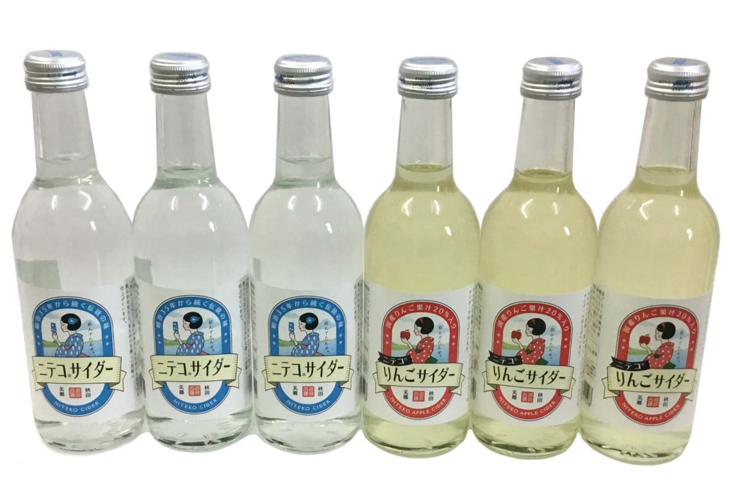あきた美郷づくり 仁手古(ニテコ)サイダー&リンゴサイダ−各3本 6本セット