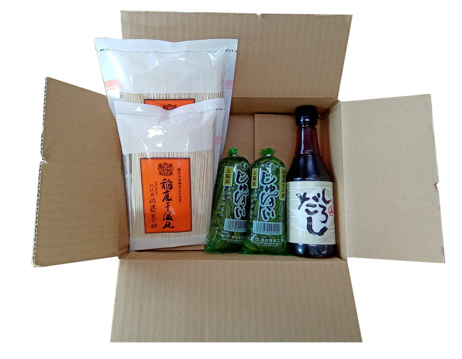 秋田逸品堂の秋田逸品堂オリジナル 佐藤養助 稲庭うどん＆じゅんさい＆安藤醸造しろだしセット｜アングル2