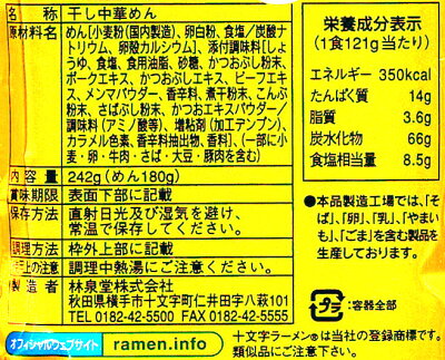 秋田県物産振興会楽天市場店 林泉堂 十文字ラーメン 特製しょうゆ 2人前 画像2