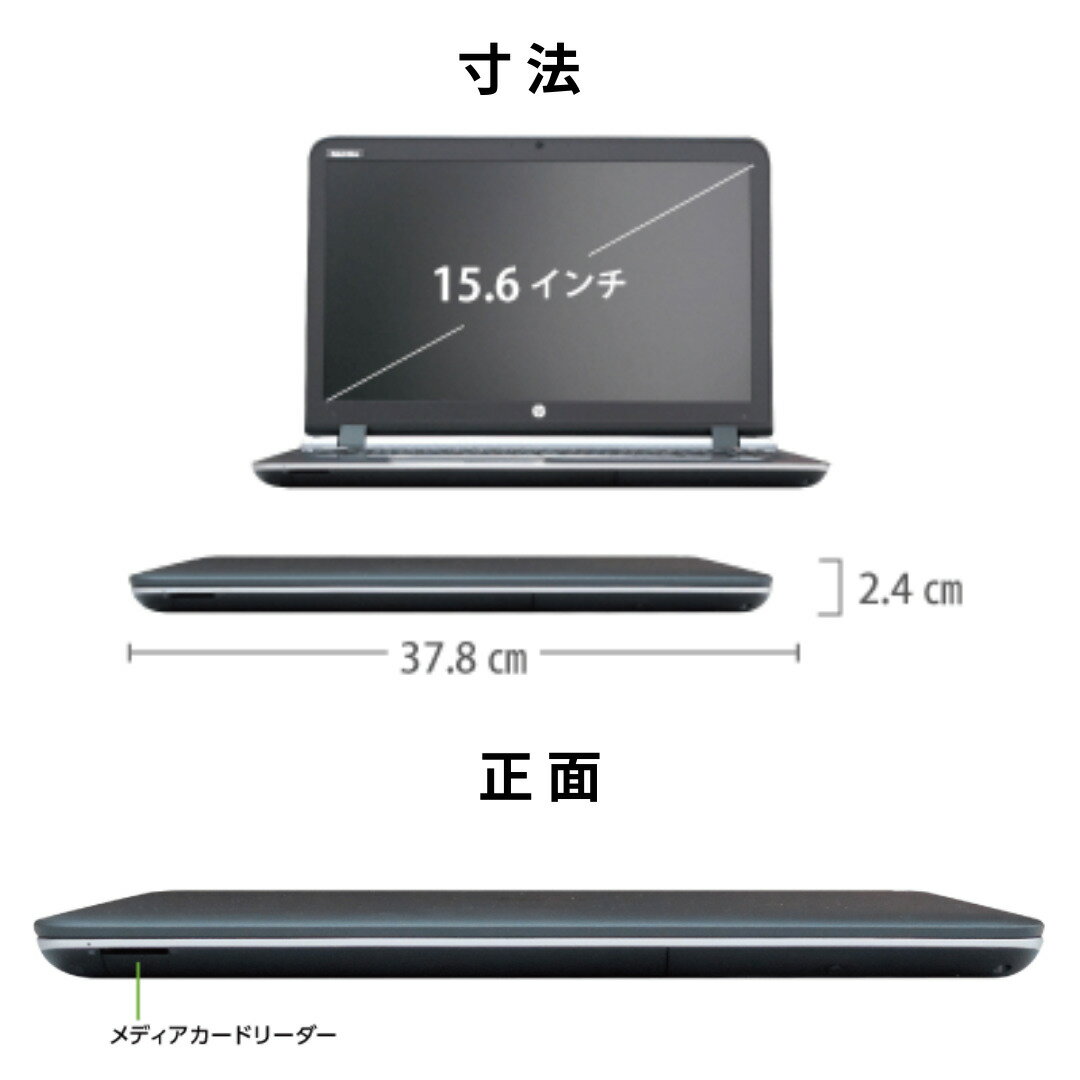 【大画面フルHD】中古 ノートパソコン HP ProBook 450 G3 第6世代 Core i7 選べるOS Windows7 Windows10 Windows11 テンキー搭載 WiFi メモリ8GB 極速SSD256GB 無線LAN Webカメラ Office 2016 指紋センサー 高解像度 ギフト 在宅 アキデジタル