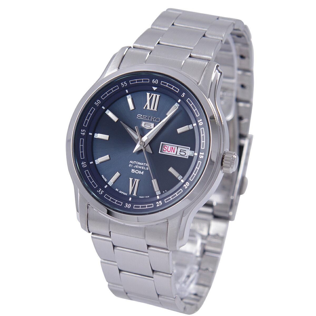 【12/1限定★抽選で最大100%Pバック(要エントリー/24時間限定)】セイコー SEIKO 5 腕時計 海外モデル 自動巻き ダークネイビー文字盤 日本製 SNKP17J1 メンズ [逆輸入品]