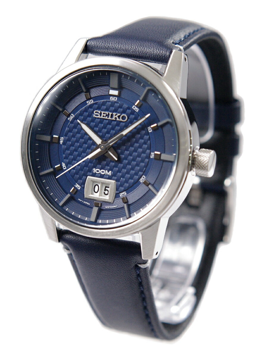 セイコー SEIKO 腕時計 クォーツ 100M防水 日本製ムーブメント 海外モデル カーフレザー ネイビー/シルバー SUR287P1 メンズ [逆輸入品]