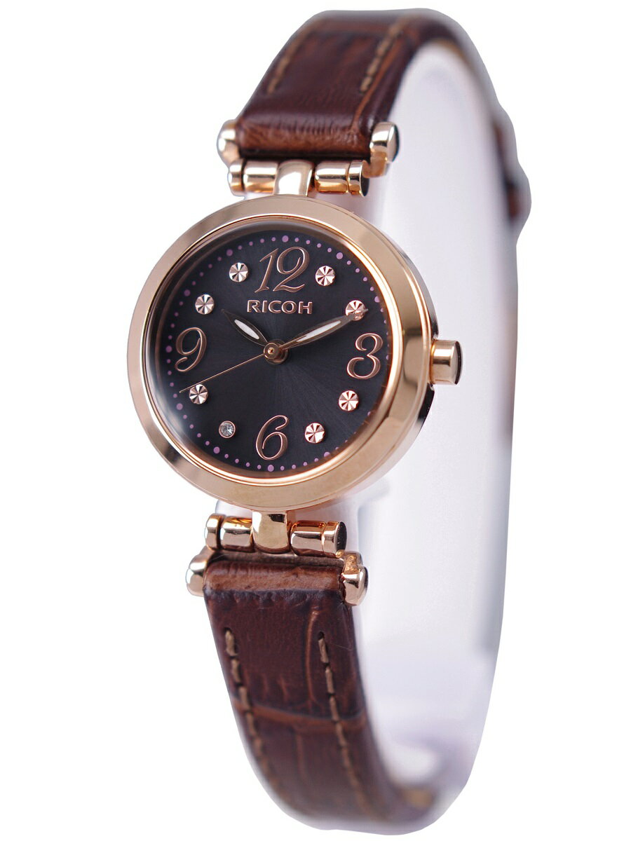 リコー RICOH 腕時計 ソーラー ローズゴールド 日本製 ブラック文字盤 RSL10209 レディース [女性用]