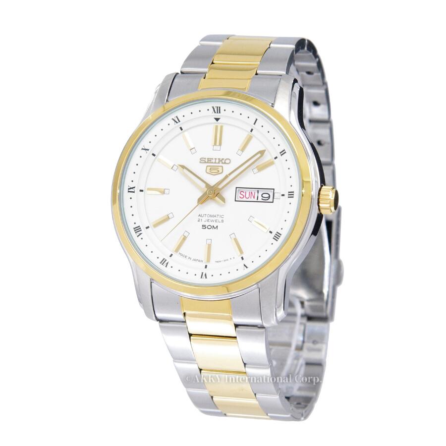 【12/1限定★抽選で最大100%Pバック(要エントリー/24時間限定)】セイコー SEIKO 5 腕時計 海外モデル 自動巻き ホワイト文字盤 日本製 SNKP14J1 メンズ [逆輸入品]