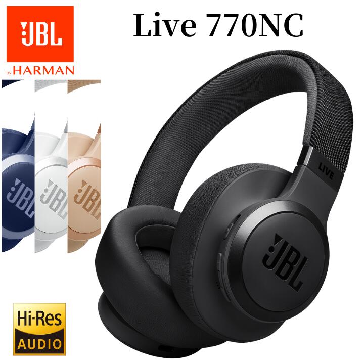 楽天アッキーワン楽天市場店【5/20限定・抽選で最大100％Ptバック（要エントリー）】 JBL ワイヤレスノイズキャンセリングヘッドホン Live 770NC ブラック/ブルー/ホワイト/サンドストーン Bluetooth 5.3 LE Audio 外音取り込み マイク 防水 国内正規品 メーカー保証1年間 LIVE770NC