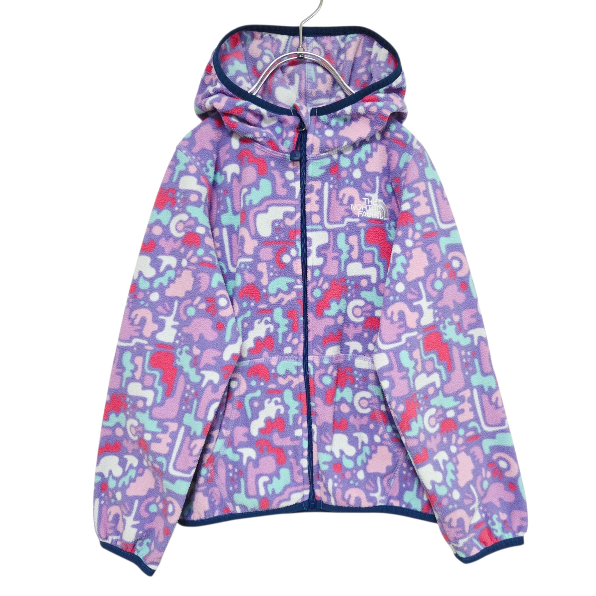 Rakuten - 古着　ノースフェイス　THE NORTH FACE　キッズ　フリースパーカー　フリースジャケット　120　6歳　7歳　フリース　キッズアウター　羽織り　総柄　幾何学　ラベンダー　パープル　紫　男の子　女の子　通学　外遊び　アウトドア　子供服　韓国　中古　ユーズド