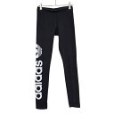 韓国古着 adidas originals ビッグロゴトレフォイルレギンス ブラック サイズXS キッズ160