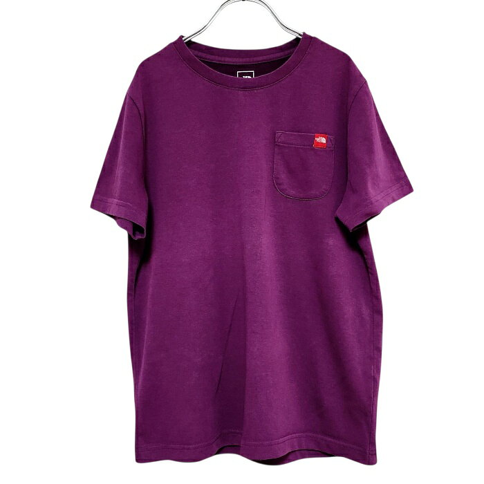 Rakuten - 古着　ノースフェイス　Tシャツ　カットソー　半袖　紫　パープル　ロゴプリント　胸ポケット　キッズ　子供　子供服　サイズ140　韓国　中古　ヴィンテージ　ユーズド