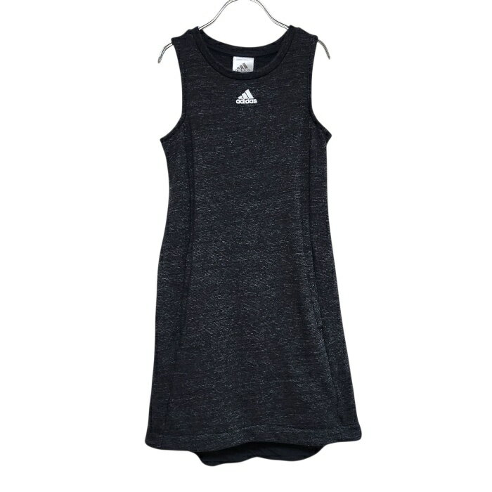 古着　アディダス　adidas　ワンピース　ノースリーブワンピース　スリーストライプ　パフォーマンスロゴ　グレー　チャコールグレー　キッズ　子供　子供服　女の子　ガールズ　サイズ7～8歳　韓国　中古　ヴィンテージ　ユーズド
