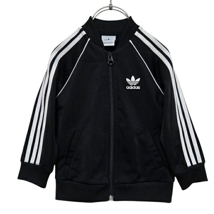 古着 アディダスオリジナルス adidas originals キッズ ベビー トラックジャケット ジャージ 80 85 1歳 1歳半 2歳 スーパースター 黒 ブラック 子供服 保育園 通園 公園 外遊び 動きやすい 韓国 中古 ユーズド トレフォイル スリーストライプ
