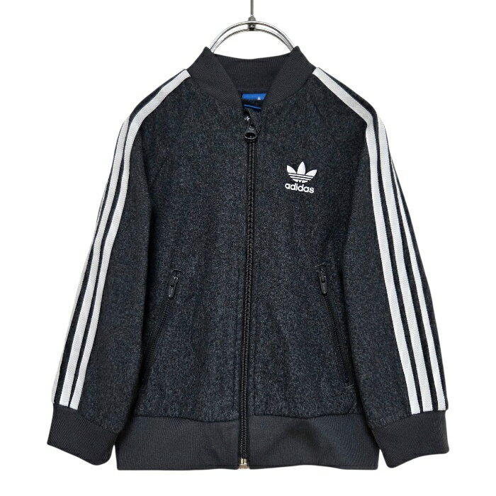 Rakuten - 古着　アディダスオリジナルス　adidas originals　キッズ　トラックジャケット　ジャージ 　スーパースター　90　2歳　3歳　ツイル生地　グレー　ベビー　子供服　保育園　公園　外遊び　動きやすい　韓国　中古　ヴィンテージ　ユーズド　トレフォイル　スリーストライプ