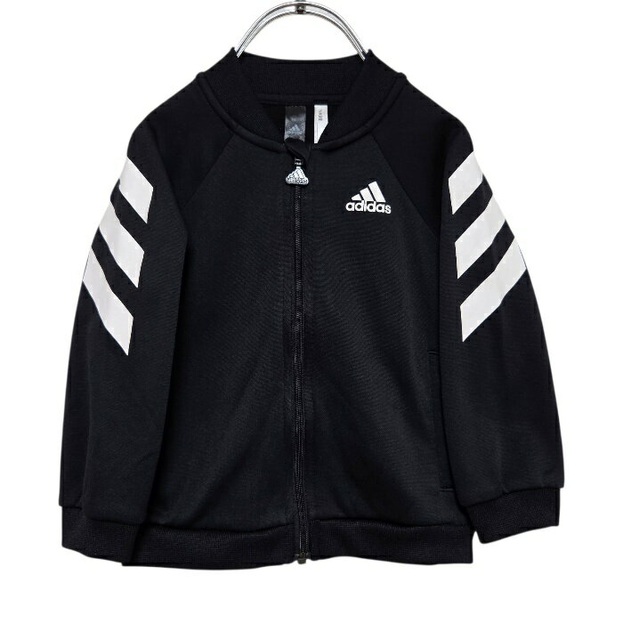 Rakuten - 古着　アディダス　adidas　ベビー　キッズ　トラックジャケット　ジャージ 　羽織り　80　85　1歳　1歳半　2歳　黒　ブラック　子供服　保育園　通園　公園　外遊び　動きやすい　韓国　中古　ヴィンテージ　ユーズド　パフォーマンスロゴ　スリーストライプ