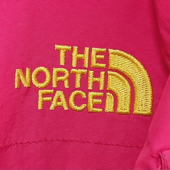 古着　ノースフェイス　マウンテンパーカー　ジップアップパーカー　キッズアウター　ロゴ刺繍　ピンク　キッズ　子供　子供服　アウトドア　男の子　女の子　ユニセックス　サイズ130　韓国　中古　ヴィンテージ　ユーズド