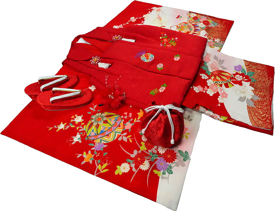 七五三 着物 3歳 女の子 正絹 刺繍入り 被布セット 新品73jg1013