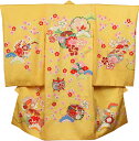 お宮参り 着物 女の子 正絹 祝着 初着 産着 のしめ 黄色 新品 j2035