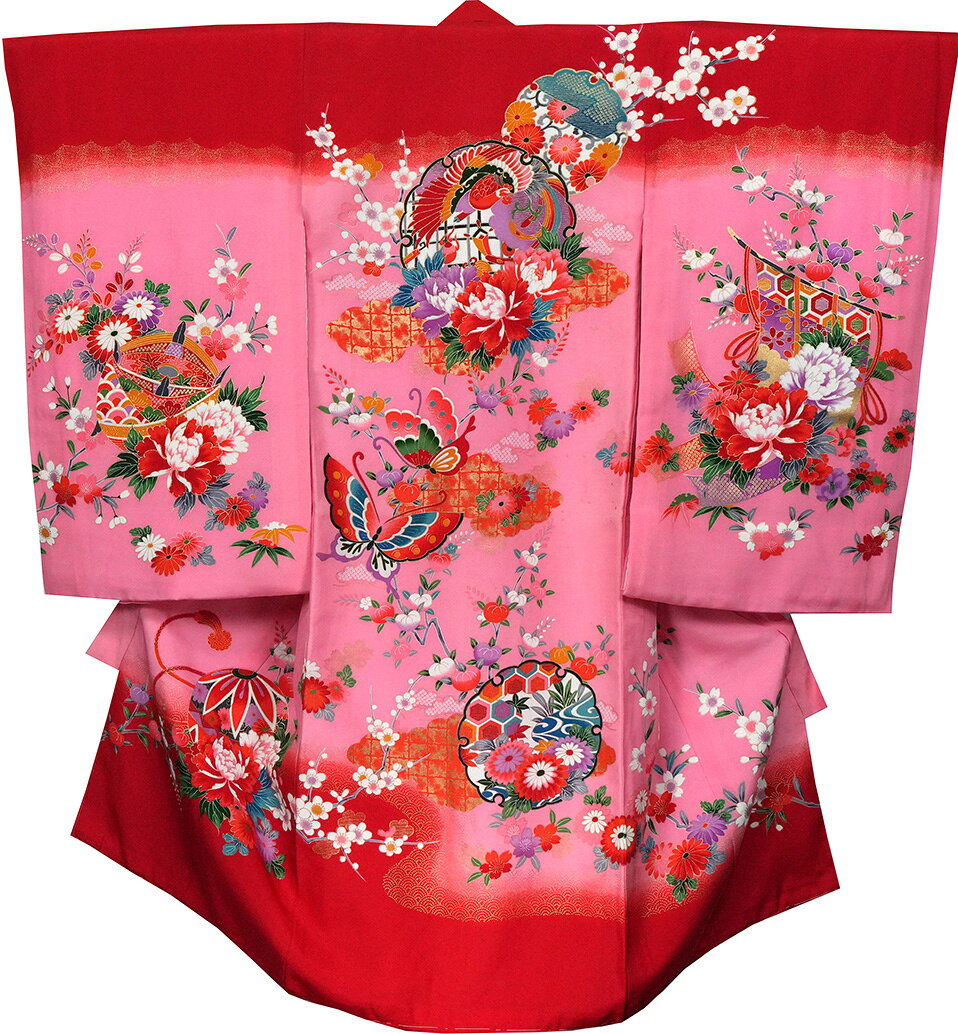 お宮参り 着物 女の子 祝着 赤 ピンク 初着 産着 新品j51019