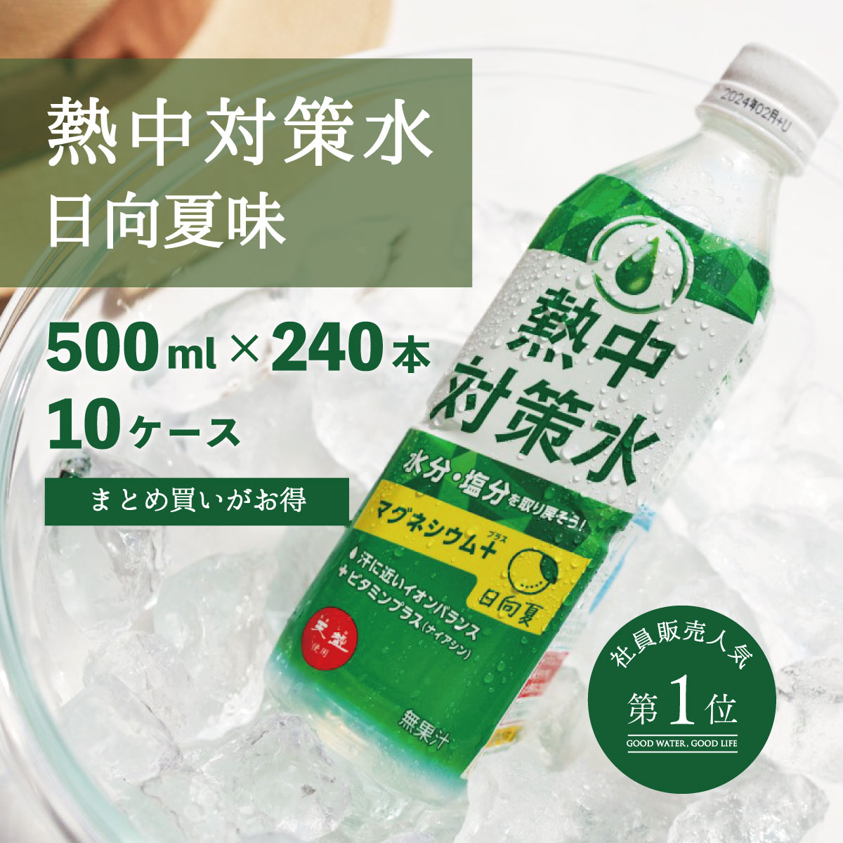 ＼ 店内最大60%OFF ／ 熱中対策水 日向夏味 500ml 10ケース 240本 まとめ買い 送料無料 室戸海洋深層水 赤穂化成 天塩 子供 小学生 中学生 高校生 高齢者 水分補給 夏 飲料水 夏バテ防止 塩分補給 野外活動 ミネラル補給 レジャー 工事現場 部活動