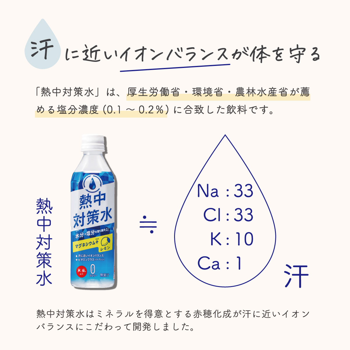 熱中対策水 レモン味 500ml 30ケース 720本 送料無料 室戸海洋深層水 赤穂化成 天塩 子供 小学生 中学生 高校生 高齢者 水分補給 夏 飲料水 夏バテ防止 塩分補給 野外活動 ミネラル補給 レジャー 部活動 スポーツ カロリーゼロ 国産