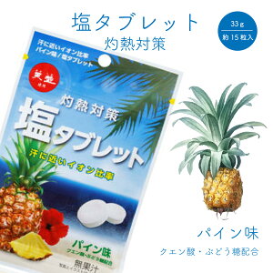 灼熱対策 塩タブレット パイン味 33g 赤穂の天塩 赤穂化成 熱中対策 部活動 スポーツ 熱中症対策 ラムネ レジャー 工事現場 夏バテ防止 塩分補給 ミネラル補給 携帯 お菓子