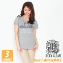 レディース ベーシック Tシャツ #EM412 LUCKY GLEAM ブランド ロゴ プリント