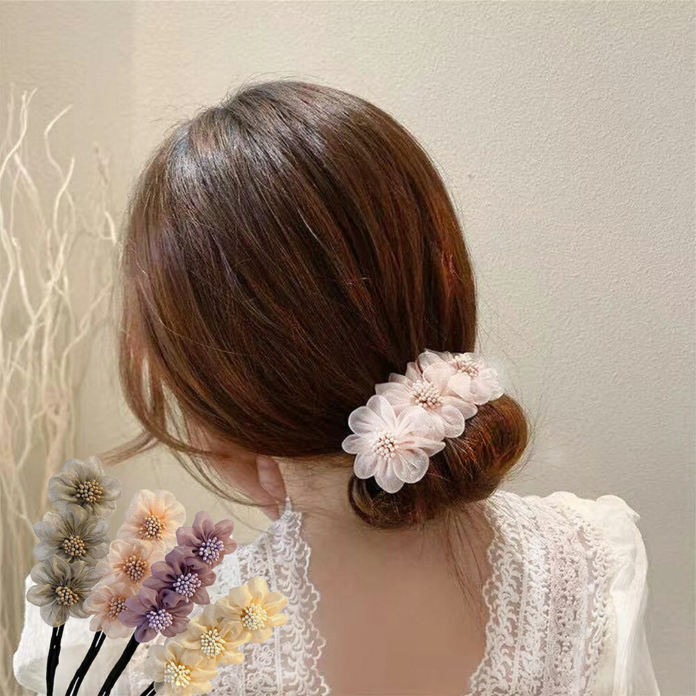 お団子 ヘアアレンジ お団子 ヘアアクセサリー ゴム お花 リボン シニヨン 髪飾り 髪留め 人気 簡単 バ..